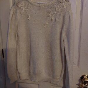 Donagain Ivory( off white)Embroidered Embellished Sweater